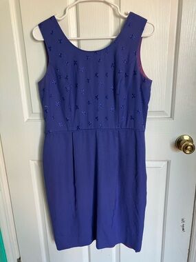 Talbots Sleeveless Embroidered Violet Midi Dress